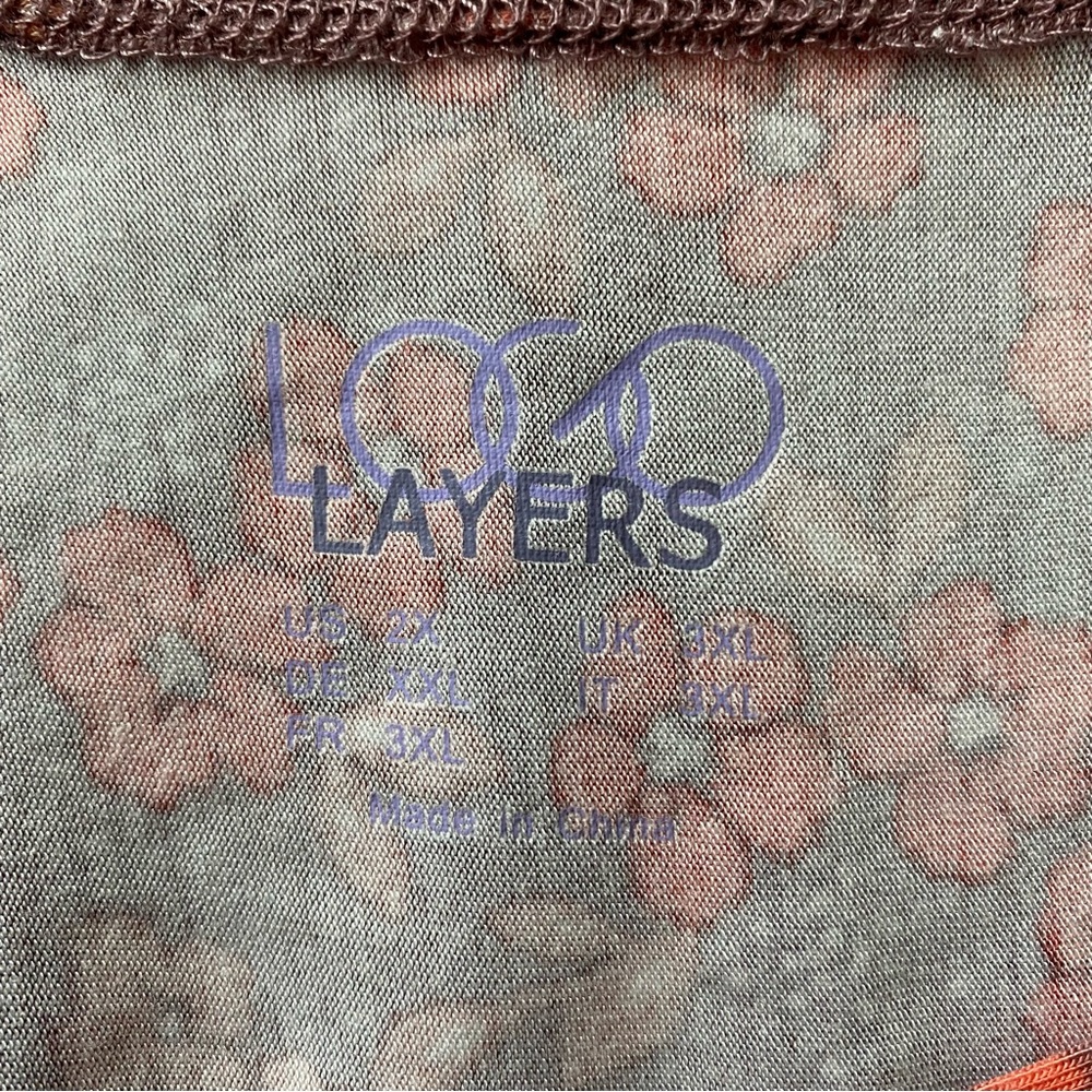 LOGO LAYERS Floral Sleeveless Floral Print Dress 95% Rayon 5% Spandex Size 2X - Picture 6 of 7